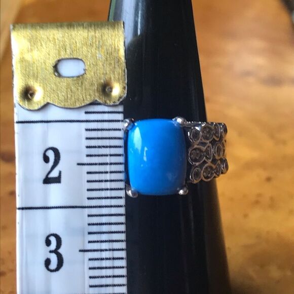 Natural Ceruleite Sterling Silver Ring Size 6.75 - Picture 6 of 8